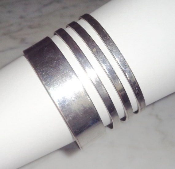 Stainless Silver Tone Metal Cuff Bracelet - image 2