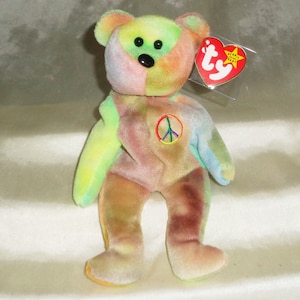 Ty Beanie Babies 1996 Peace The Bear Error Tags PVC Pellets