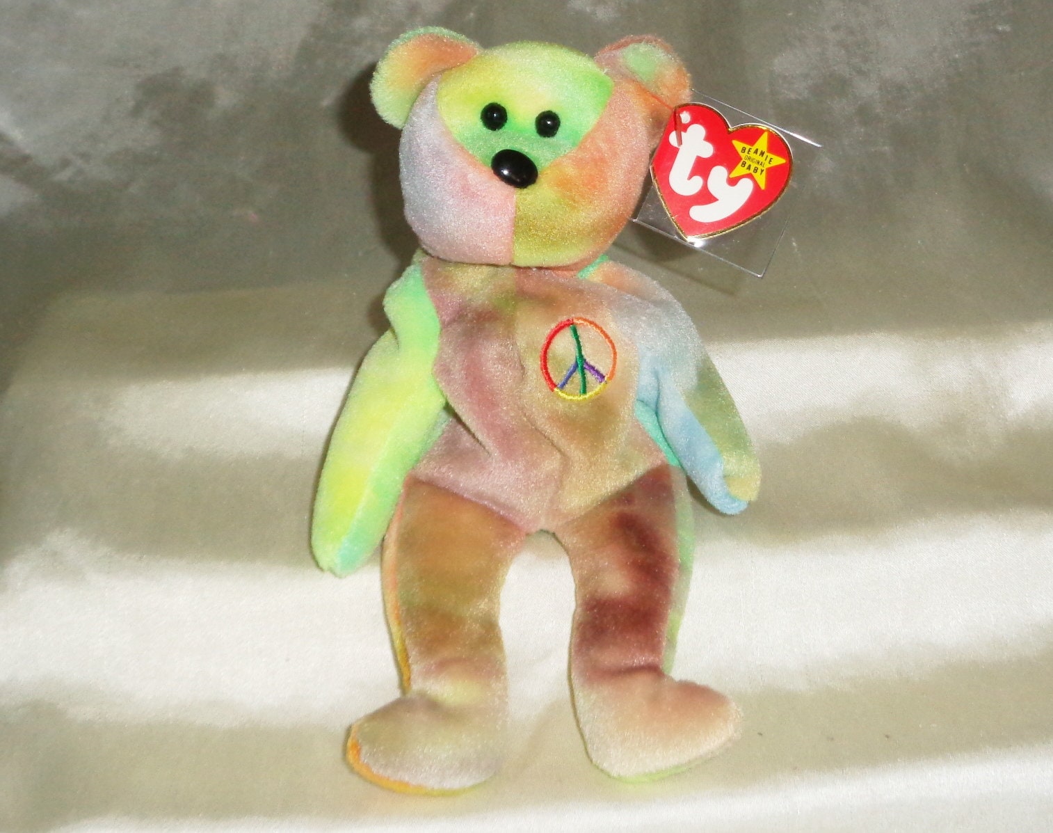 Ty Beanie Babies 1996 Peace the Bear Error Tags PVC Pellets Etsy