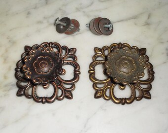 2 Vintage Weiser Copper & Shinny Chrome Door Knobs Set and 2 Vintage Weiser Copper & Shinny Chrome Door Knobs Set and