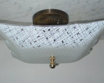 Plafoniera Atomic Confetti Light bianca e trasparente da 11 1/2 pollici in vetro, adatta a 3 lampadine elettriche, stile vintage.