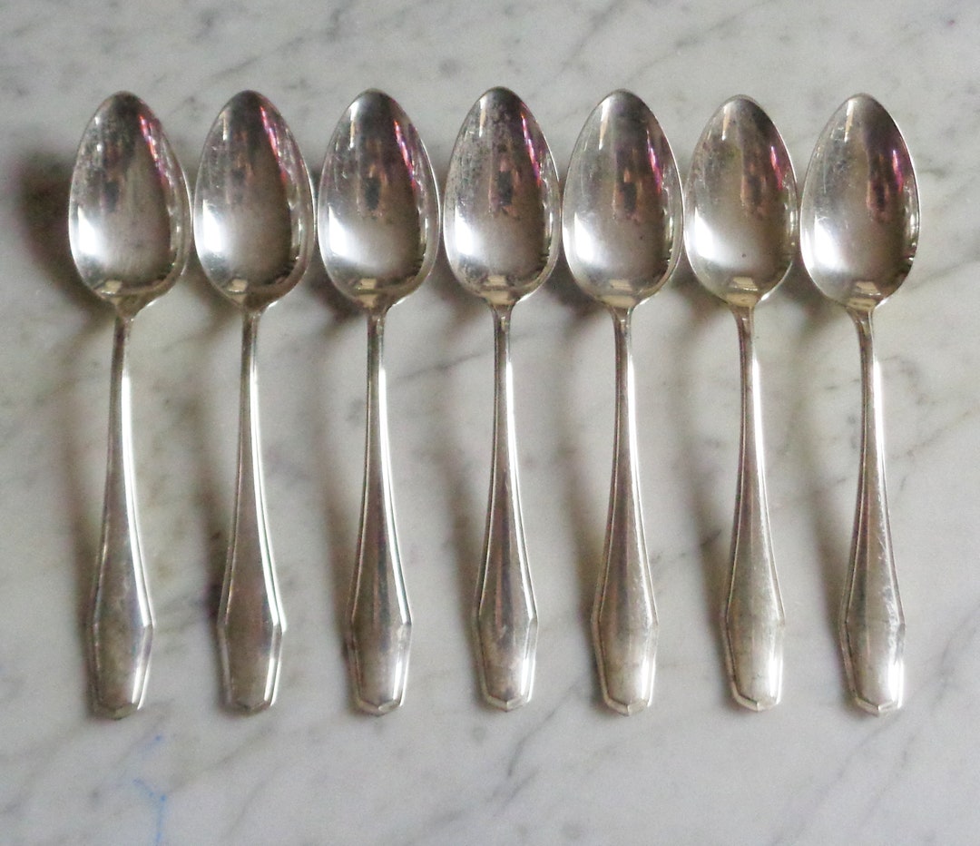 Alvin Sterling Silver Hampton 5 3/4 Inch Set of 7 Teaspoons No Mono Etsy