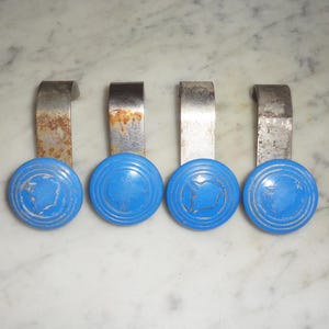 Mercury Head Blue Knob Vehicle Door Hooks - Set of 4