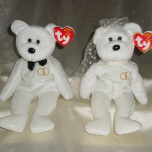 Ty Beanie Babies Mr & Mrs 2001 w Error Tags PE Pellets