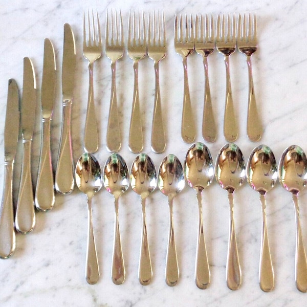 Oneida USA グロッシー フライト リライアンス ステンレス製カトラリーセット 20ピース ～ 4人用、3セット在庫あり