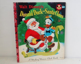 Walt Disney's Donald Duck and Santa Claus Mickey Mouse Club Little Golden Book 25c #D27 1952 "C" Edition Simon & Schuster