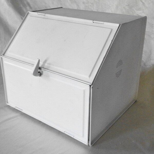 VINTAGE Metal Breadette Bread Box w Shelf & Hinged Door