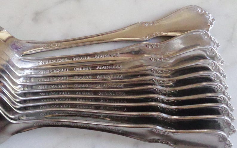 Oneida Craft Pattern Identifier 10 Oneidacraft Deluxe Stainless Steel Chateau Pattern 6 Inch Teaspoons ...