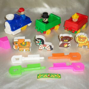 Vintage Little People traint dieren en mensen, maker onbekende ~ Zie er algemeen uit