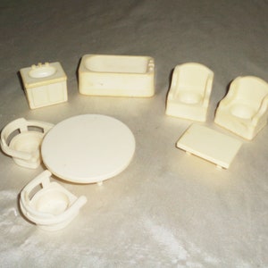 Vintage Fisher Price Little People Furniture Lot: 8pc White Accessories