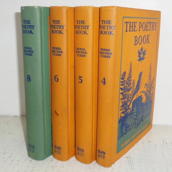 1926 The Poetry Book Volume 4 5 6 & 8 Huber Bruner Curry Rand McNally HCs