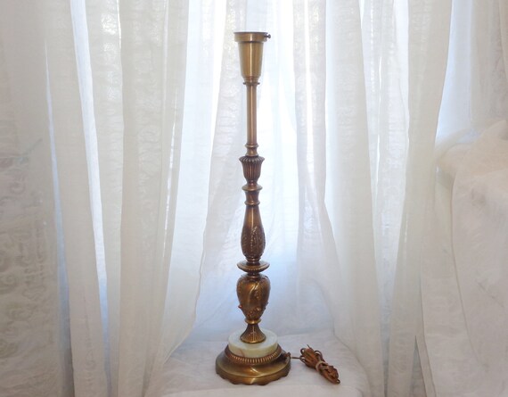 Brass Stiffel Rembrandt Brass Leaf Marble Table Lamp Etsy