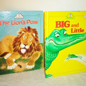 1980s Merrigold Press The Lions Paw & Big and Little Hard Cover Books oversized 11 3/8 x 8 5/8in