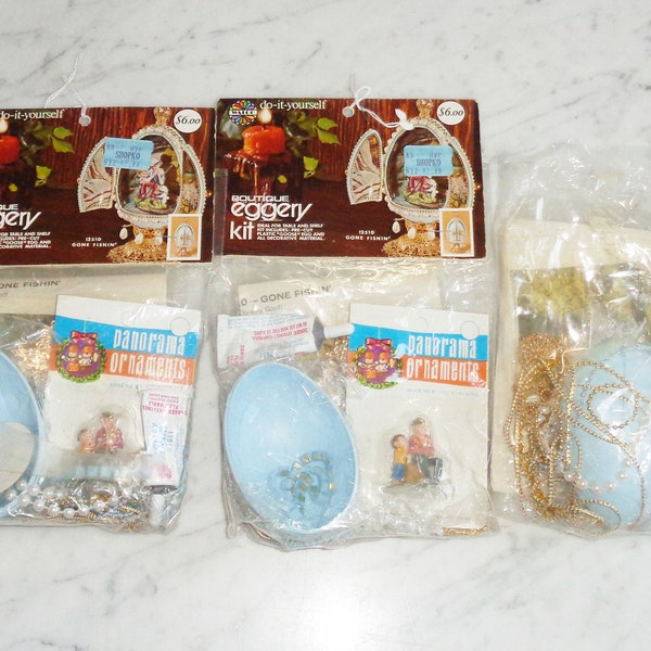 Walco Boutique Eggery Kit Vintage 1973 "Gone Fishing" 12510 Set of 3