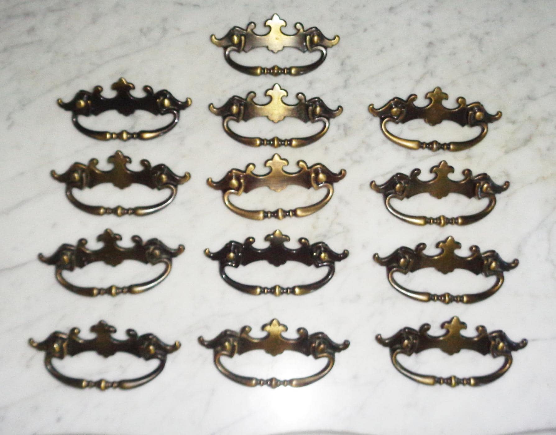 14 Vintage Mid Century Amerock Chippendale Style 2-tone Brass