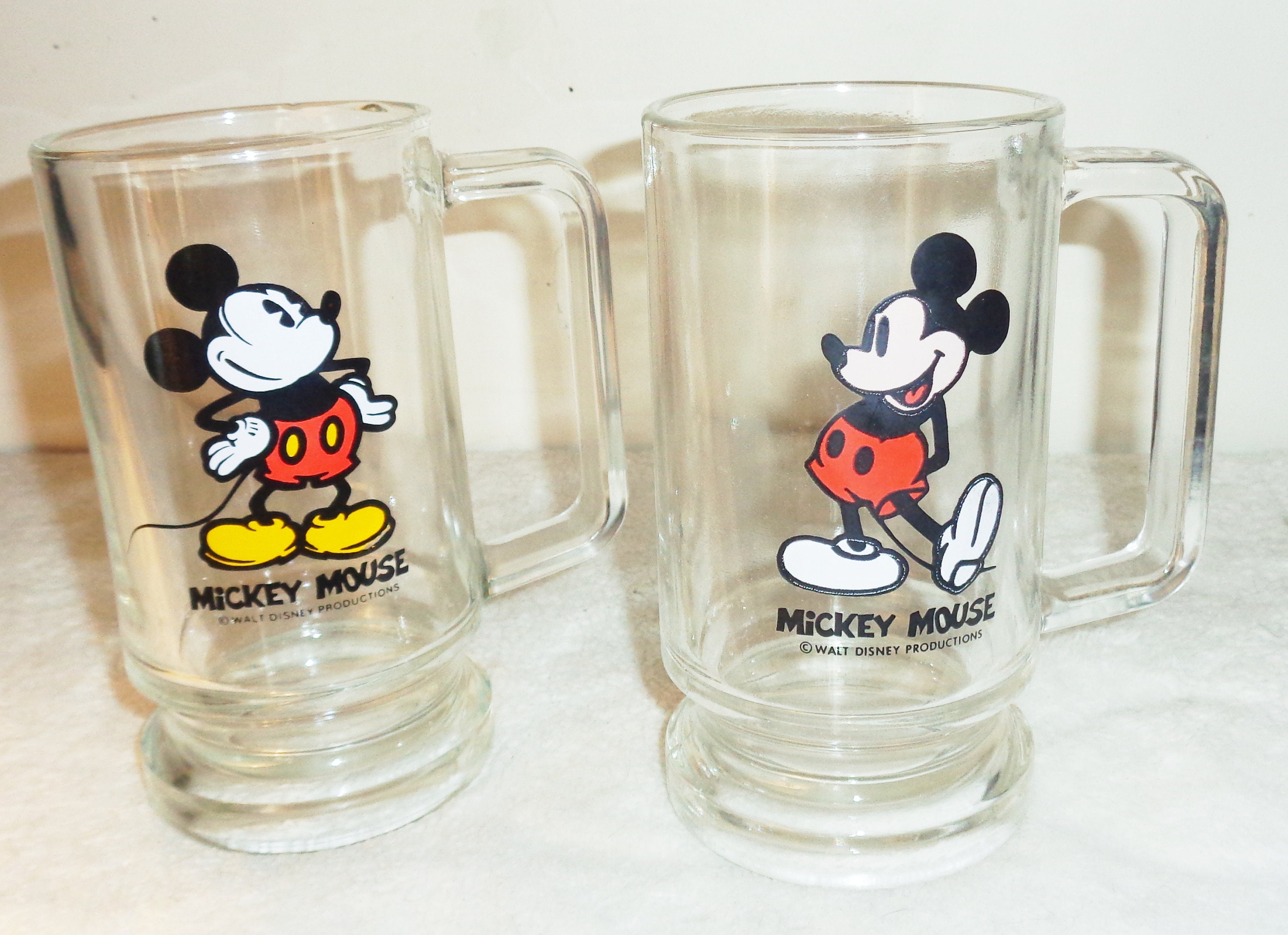 ミッキーマウスのガラス製ビアジョッキ2個セット（ヴィンテージ