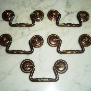 5 manijas de cajón de latón Amerock n.° 372 con montaje en poste y barra, estilo vintage