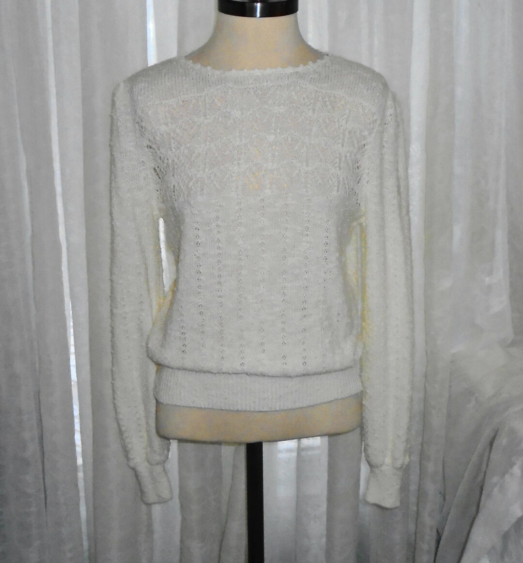 Vintage Alicia Size Med Womens Cream White Sweater 100% - Etsy