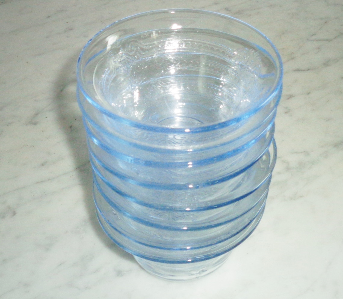 8 Vintage fire King Oven Glass Blue Philbe Custard Etsy