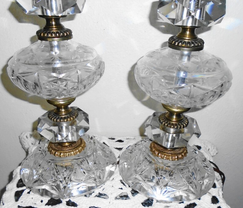 Bohemian Lead Crystal Czechoslovakia Table Lamps Set of 2 RARE Etsy