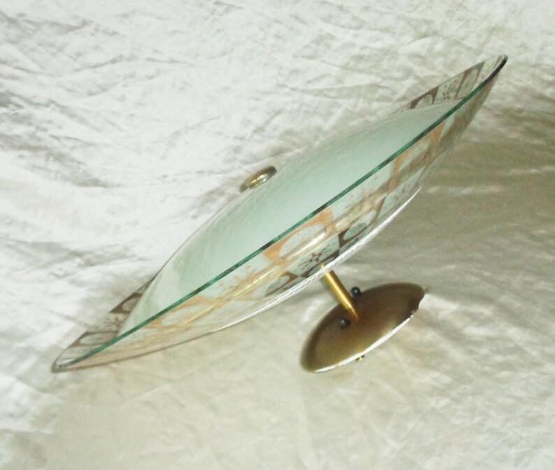 1950s Moe Light 20inch 4 Bulb Pendent Atomic Saucer Starburst Snowflake Fixture Union Made Vintage Mid Century