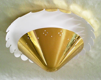 Lámpara de techo empotrable metálica Progress Lighting de 12 pulgadas, años 50, fabricada en Alemania.