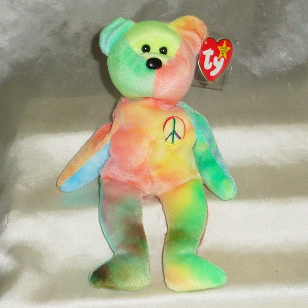 Ty Beanie Babies 1996 Peace The Bear Error Tags PE Pellets #3