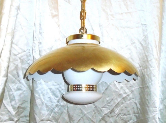 Classic 1950s Vintage Mid Century Mod Ceiling Saucer Hanging Pendent Light Fixture By John Virden