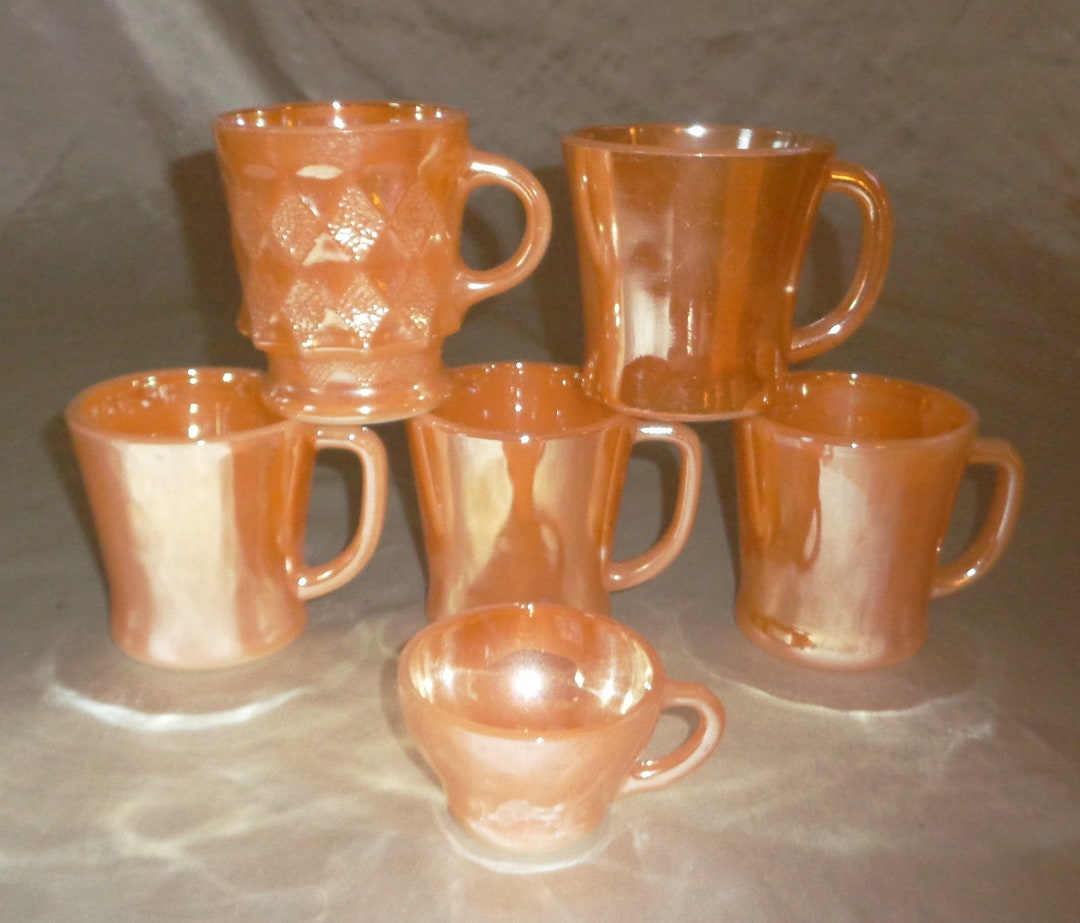 Peach Luster Anchor Hocking Oven Fire King Ware D Handle, Kimberly ...