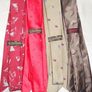 Gian Paolo Italia Silk & Polyester 4 Vintage Mens Neck Tie's 1980s Red Brown Tones image 3
