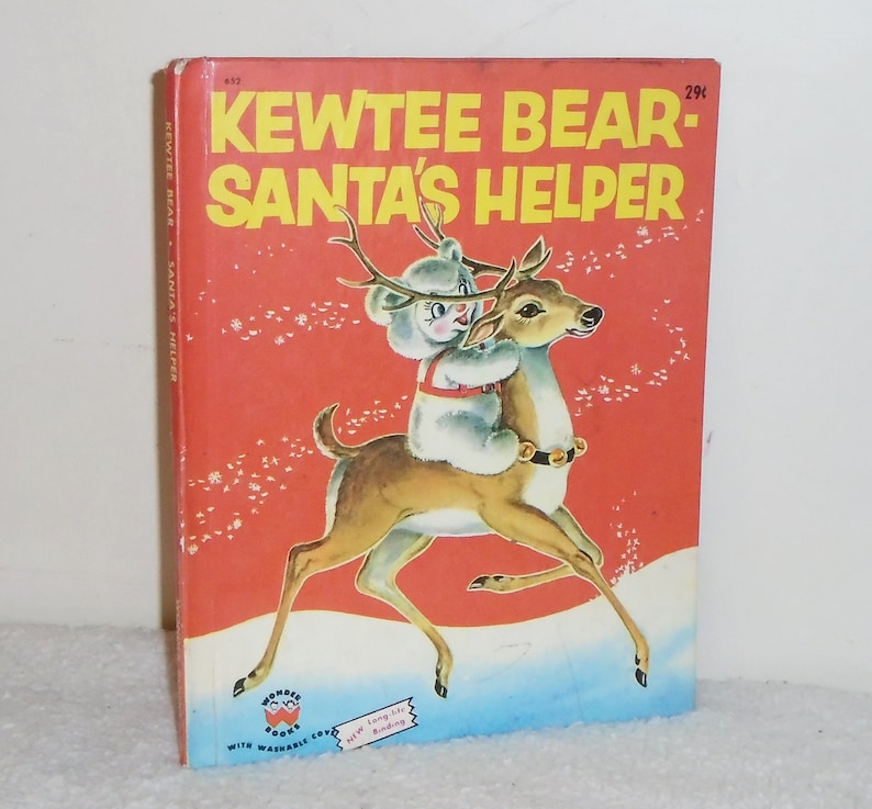 Vintage Wonder Book Kewtee Bear Santa's Helper 29c 1956 652 image 1