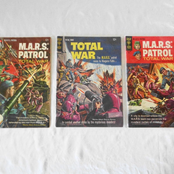 Gold Key Comics 12c MARS Patrol Total War #2 1965, #5 May 1968, #3 1966