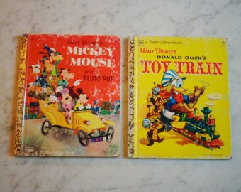 Walt Disneys Mickey Mouse 49c 1974 Little Golden Books - Mickey Mouse and Pluto Pup D76 & Donald Ducks Toy Train D18