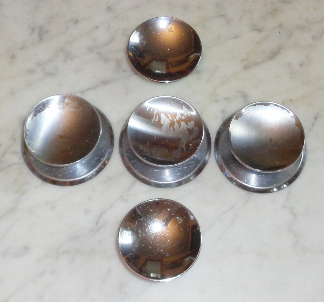 5 Large 2 Inch Concave Chrome Drawer Pull Knobs With 3 Back