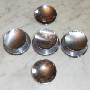 5 Large 2 inch Concave Chrome Cabinet Drawer Pull Knobs with 3 Back Plates, Vintage Mid Century