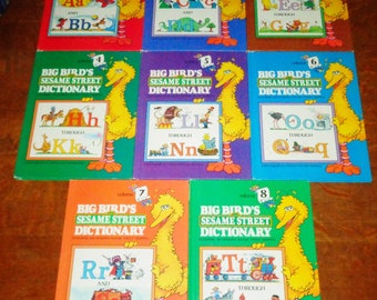 1981 Big Birds Sesame Street Dictionary Complete 8 Volume Hard