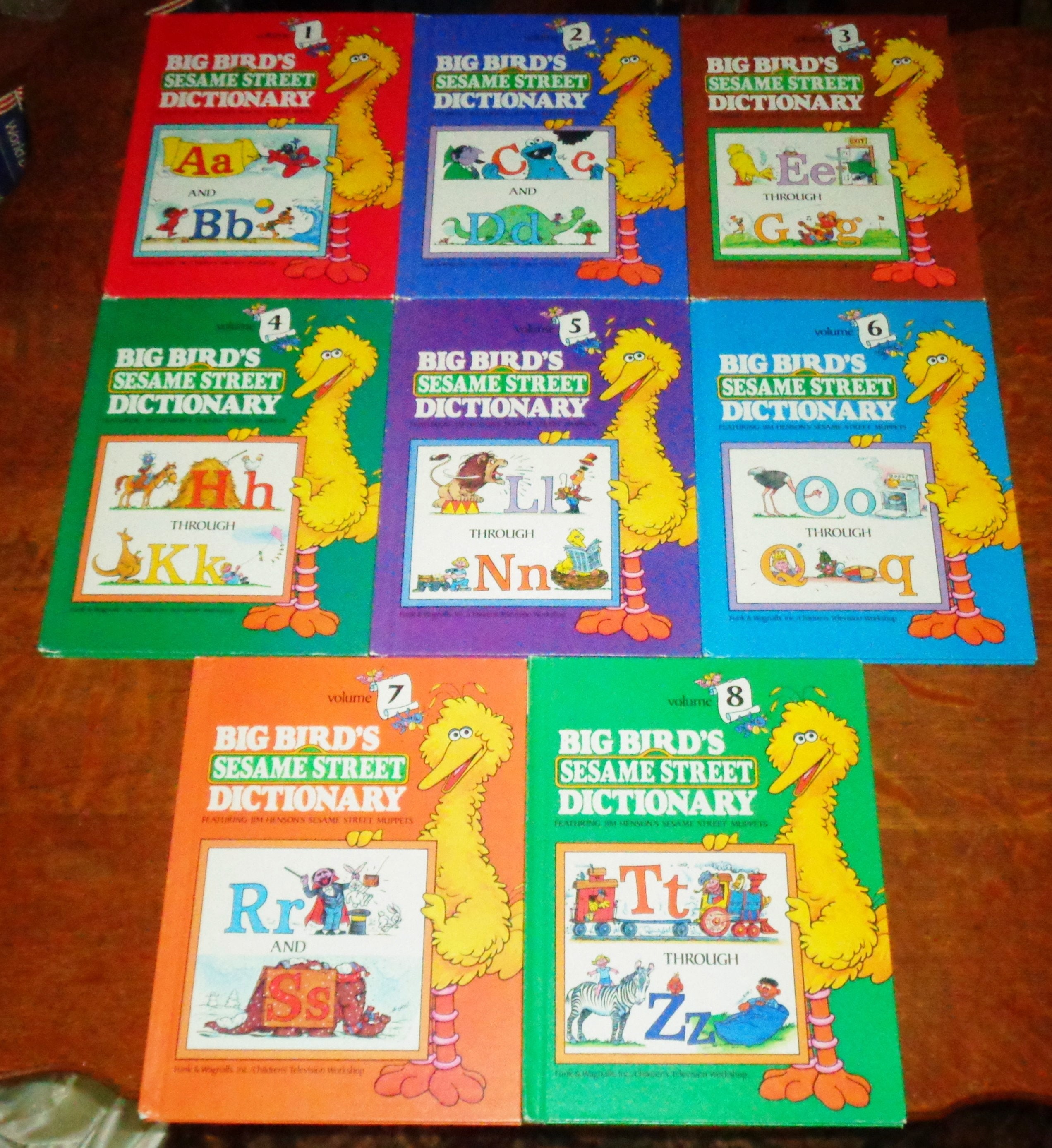 1981 Big Birds Sesame Street Dictionary Complete 8 Volume Hard