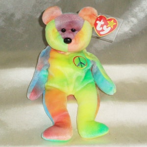 Ty Beanie Babies 1996 Peace The Bear Error Tags PE Pellets #6