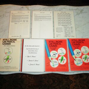 Vintage Lee Bleistift Spiele 1976 ~ 3 5 7 9, Wortblitz, Wortkette & Bleistiftpoker