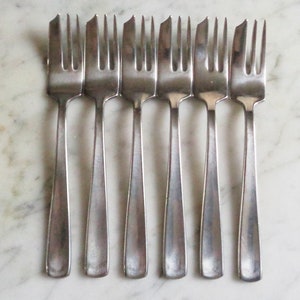 Facette Gense Extra Stainless Sweden 5 5/8 inch Set of 6 Pie Forks, SUPER RARE