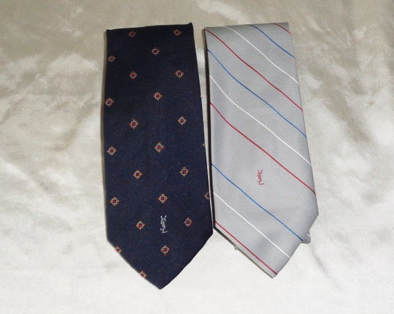 2 Mens Neck Tie's, Yves Saint Laurent, Vintage 19… - image 3