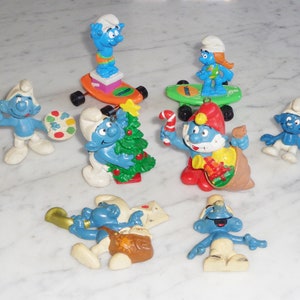8 figurines Schtroumpf vintage 1981-82 figurines, ornements et aimants ~ Grand Schtroumpfette ++