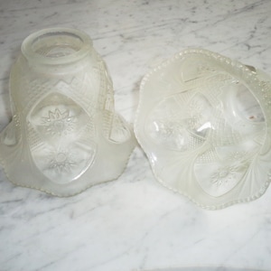 Etched Frosted Theatre Glass Shades for Wall Sconce or Fixture, Set of 2 Vintage