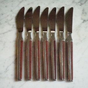 ELEGANCE Edelstahl Braun Faux Holzgriff 18 cm Set mit 7 Essmessern