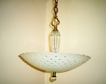 Polka-Dot Candlewick Hobnail Ceiling light Fixture w 4 Bulb Pendent Electric