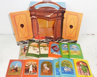 1949 Nordic Paper Hans Christian Andersen Mini Book Set w Armoire Box Printed in Denmark