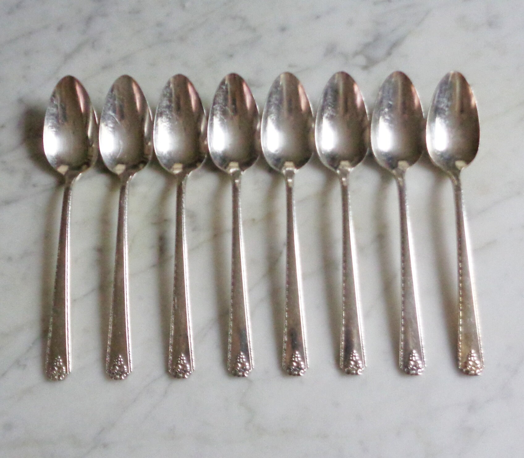 Bordeau Prestige Silver Plate 6 1/8 inch Set of 8 Teaspoons
