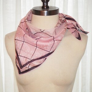 Pink Black & White Checkerboard Scarf 23x22 inch Square, Vintage