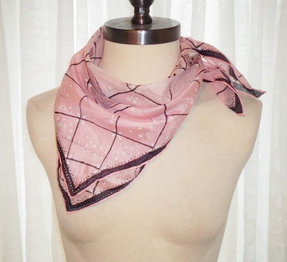 Pink Black & White Checkerboard Scarf 23x22 inch … - image 1