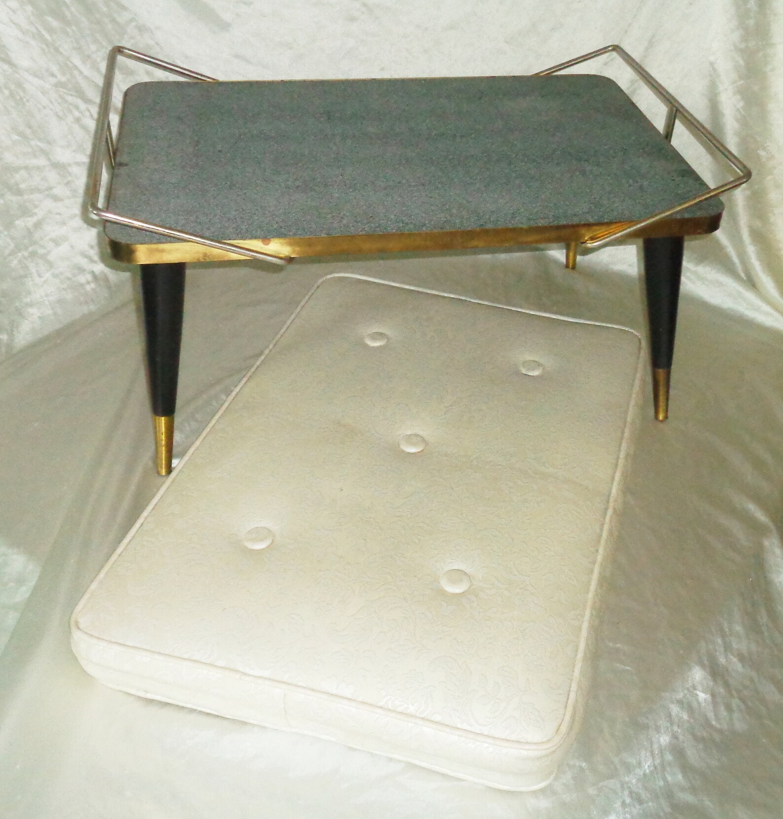 Foot Stool Coffee Table Bench Ottoman Brass Frame Wood Legs Etsy